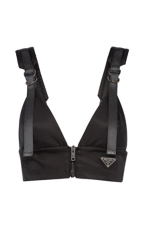 prada re-nylon gabardine bralette top|Black Re.